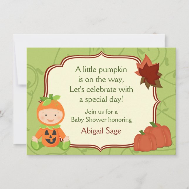 Kute Pumpkin Baby Halloween Baby Shower-inbjudan Inbjudningar (Framsida)