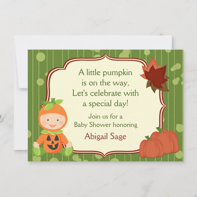 Kute Pumpkin Baby Halloween Baby Shower-inbjudan Inbjudningar (Framsida)