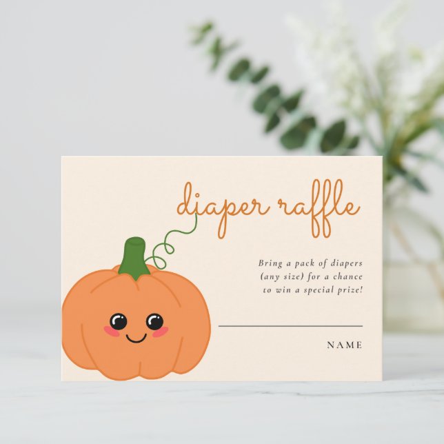 Kute Pumpkin Baby Shower Diaper Raffle Peach Tilläggskort (Stående Fram)