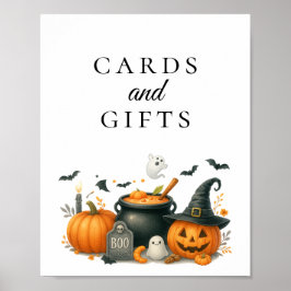 Kute Pumpkin Halloween-babyvykort och presentkort Poster