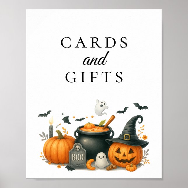Kute Pumpkin Halloween-babyvykort och presentkort Poster (Framsidan)
