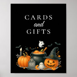 Kute Pumpkin Halloween-babyvykort och presentkort Poster