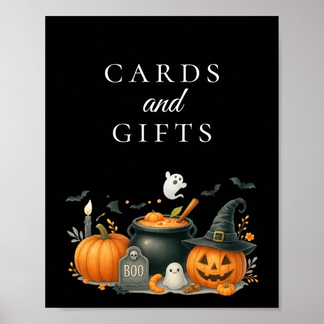 Kute Pumpkin Halloween-babyvykort och presentkort Poster (Framsidan)