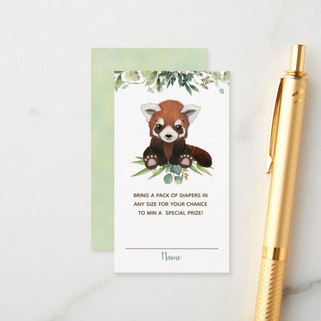 Kute Red Panda Bear Baby Shower Raffle Tilläggskort (Fram/Back In Situ)