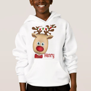 Kute Reindeer Boy Ljus Anpassat namn T Shirt