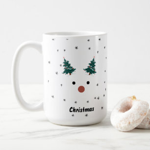 Kute Reindeer Girl Santa Hat Custom Name jul Kaffemugg