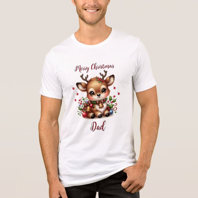 Kute Reindeer Jul Tee for Pappa (Framsida)