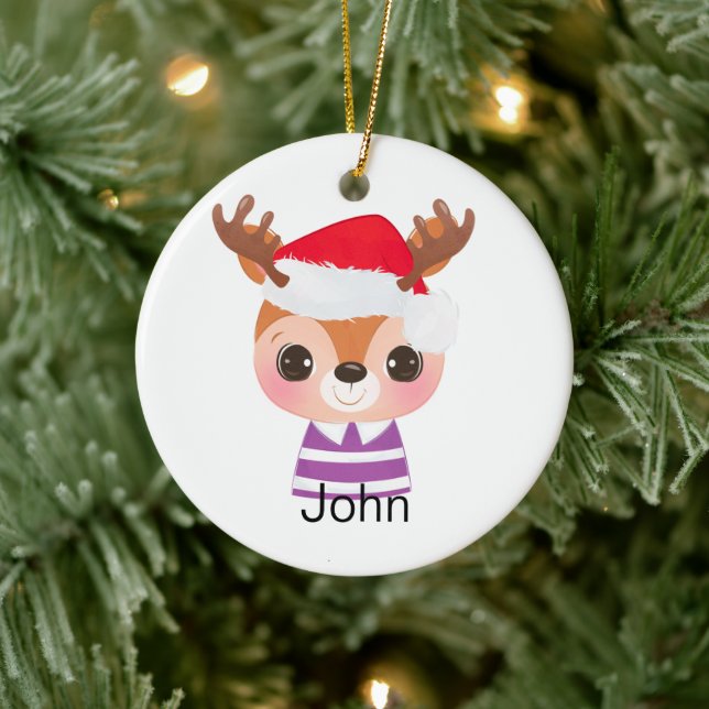 Kute Reindeer Jul Vinter Animal Julgransprydnad Keramik (Träd)