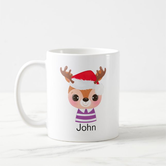 Kute Reindeer Jul Vinter Animal Kaffemugg (Vänster)