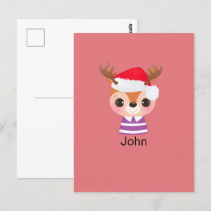 Kute Reindeer Jul Vinter Animal Vykort