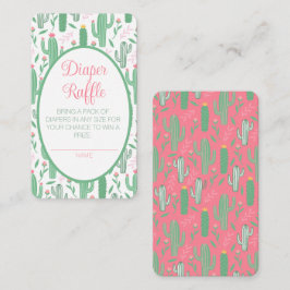 Kute Retro Cactus Blommigt Baby Shower Raffle Tilläggskort