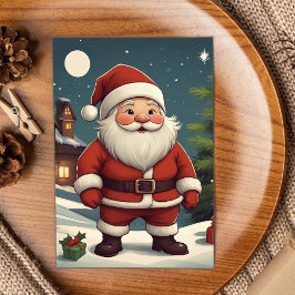 Kute Retro Dwarf Santa Helgdag Card Julkort