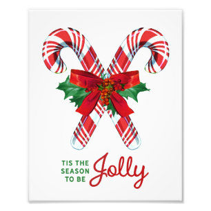 Kute Retro-julet Candy cane Wall Art Fototryck