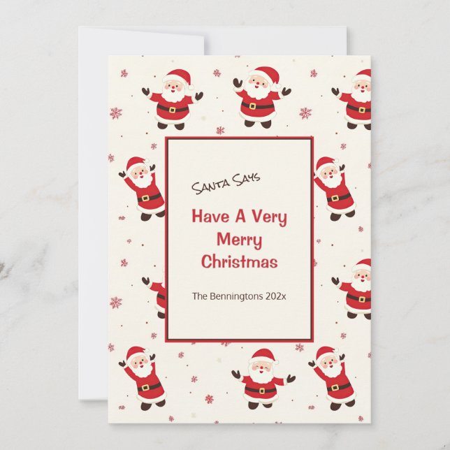 Kute Retro-jultomten - platt Helgdag Julkort (Framsida)