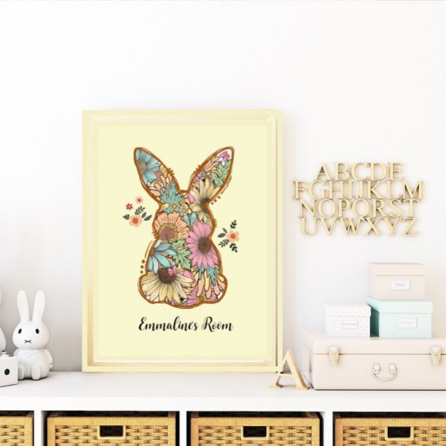Kute Retro-kanin Design Kids-rum Poster (Skapare uppladdad)