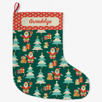 Kute Retro Santa-Anpassadet - julklapp Stor Julstrumpa