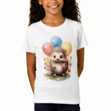 Kute Retro Watercolor Hedgehog med ballonger