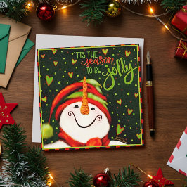 Kute Roligt - Snögubbe-julkort för Helgdag Julkort