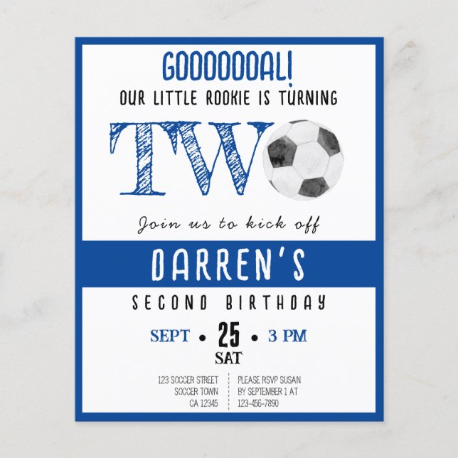 Kute Rookie-platsbudget 2:a födelsedagsinbjudan (Framsida)