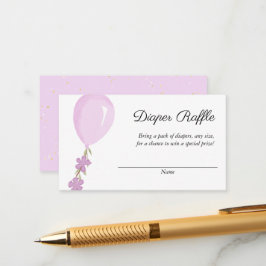 Kute Rosa Balloon Baby Shower Diaper Raffle Tilläggskort