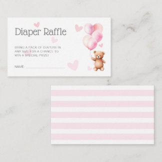 Kute Rosa Bear Baby Shower Diaper Raffle-hölje Tilläggskort