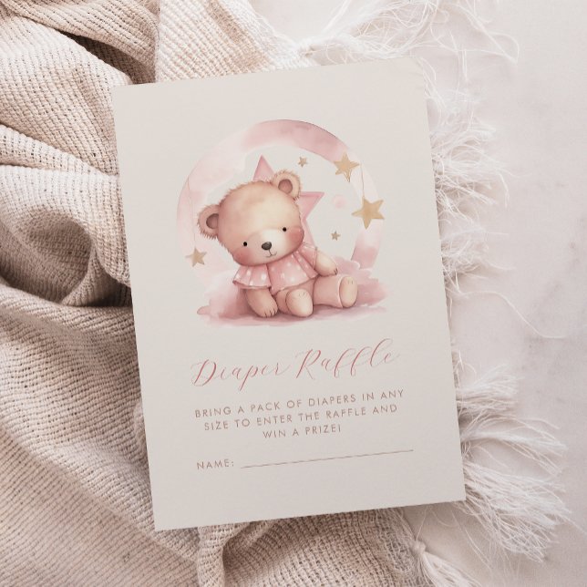 Kute Rosa Bear Baby Shower Raffle Tilläggskort (Skapare uppladdad)