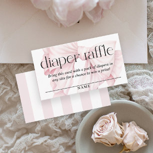 Kute Rosa Bow Diaper Raffle Baby Shower Tilläggskort