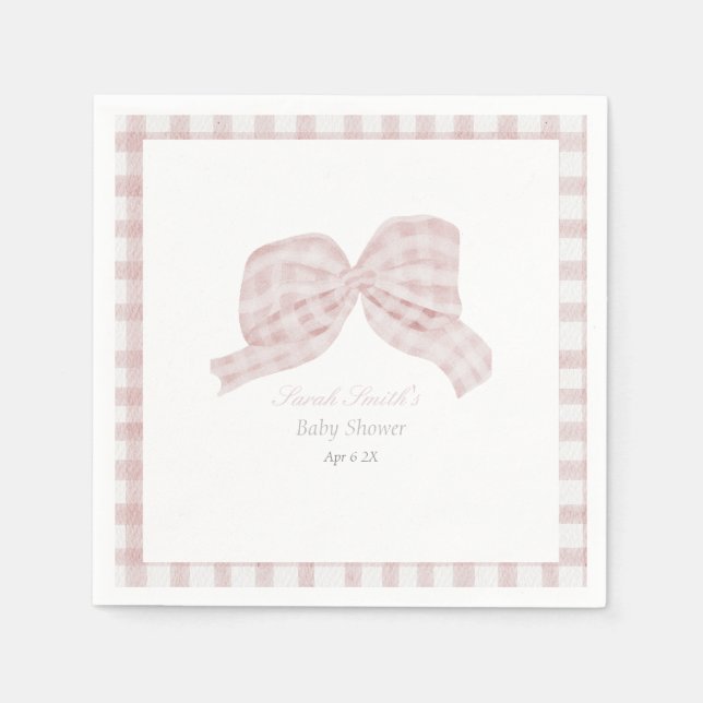 Kute rosa-buskdusch för babybabydusch pappersservett (Framsidan)