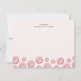 Kute  Rosa Donut Theme Kids Stationery Anteckningskort