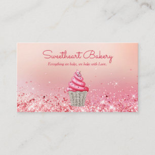Kute Rosa Glitter Food Bakery Pastry Shop Visitkort
