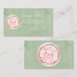 Kute Rosa Gris Greenery Wand Diaper Raffle Visitkort