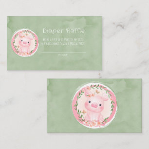 Kute Rosa Gris Greenery Wand Diaper Raffle Visitkort