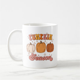 Kute Rosa och Orange Retro Pumpkin Season Kaffemugg