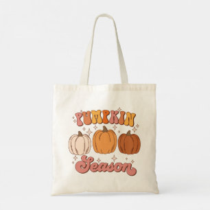 Kute Rosa och Orange Retro Pumpkin Season Tygkasse