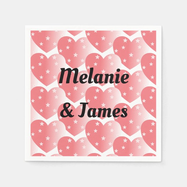 Kute Rosa Star Hearts Mönster Square-fästare Pappersservett (Framsidan)