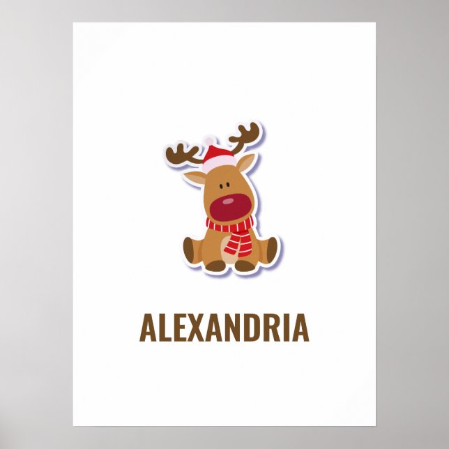 Kute Rudolph reninder Julnamn Poster (Framsidan)