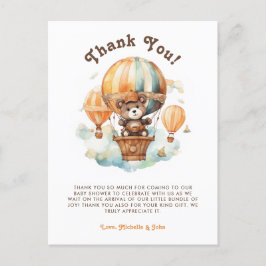 Kute Rustic Bear med ballonger, babystövel Vykort