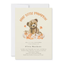 Kute Rustic Bear med Pumpkins Autumn Baby Shower