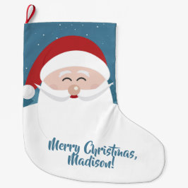 Kute Santa anpassningsbar text - julklapp Stor Julstrumpa