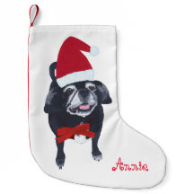 Kute Santa Pug Personlig Hund Jul Stock