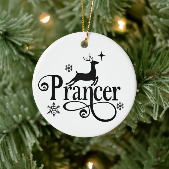 Kute Santa Reindeer Namn Prancer-jul Julgransprydnad Keramik (Träd)