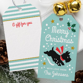 Kute Scottie Hund - Anpassat namn Mint Presentetikett