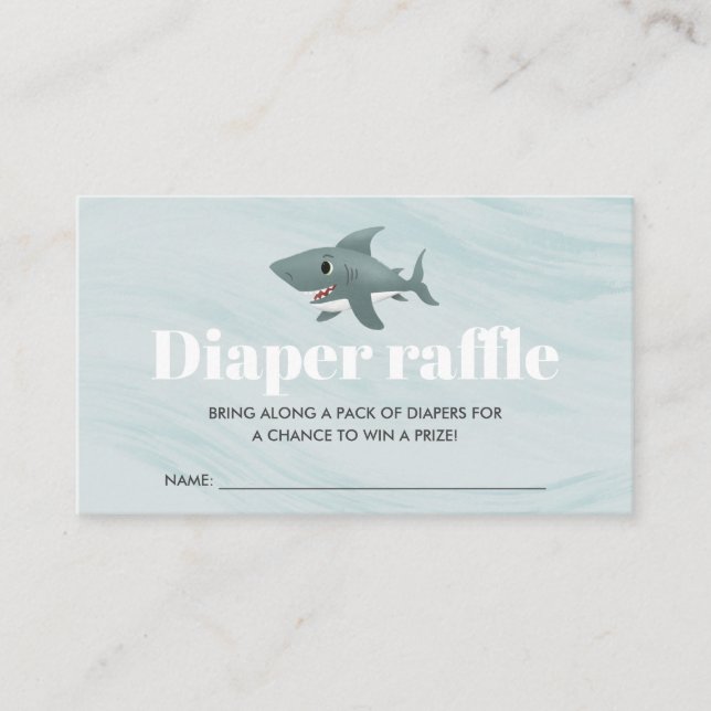 Kute Shark Baby Shower Diaper Raffle Tilläggskort (Framsida)