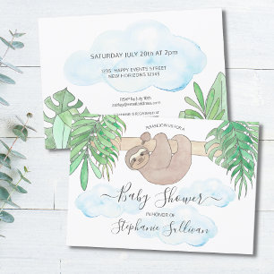 Kute Sloth Gender Neutral Baby Shower-inbjudan Inbjudningar
