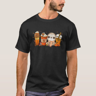 Kute Sloth Pumpkin Spice Coffee Latte Fall Höst T Shirt
