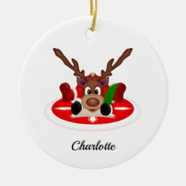 Kute, sluten julrenare anpassad julgransprydnad keramik