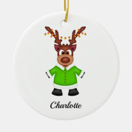 Kute, sluten julrenare anpassad julgransprydnad keramik