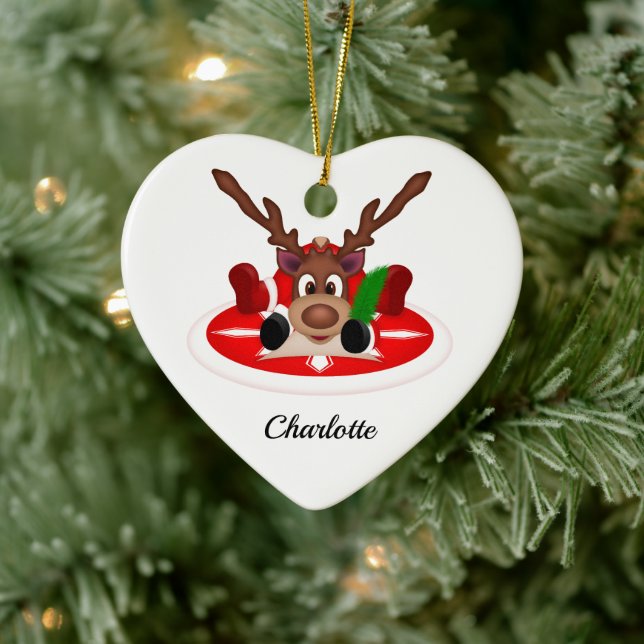 Kute, sluten julrenare anpassad julgransprydnad keramik (Träd)