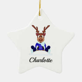 Kute, sluten julrenare anpassad julgransprydnad keramik