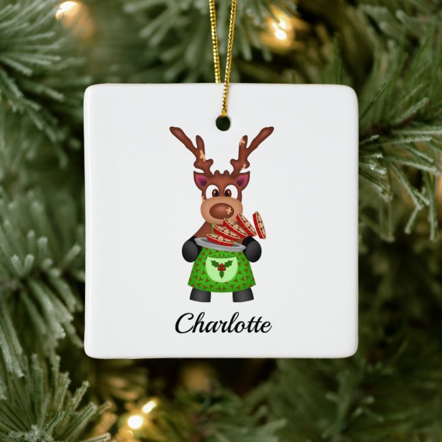 Kute, sluten julrenare anpassad julgransprydnad keramik (Träd)